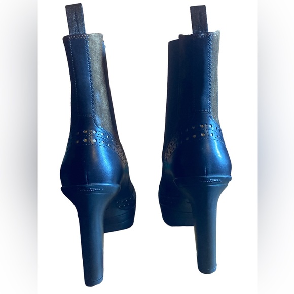 Santoni high heel platform boots black brown leather - Picture 4 of 11